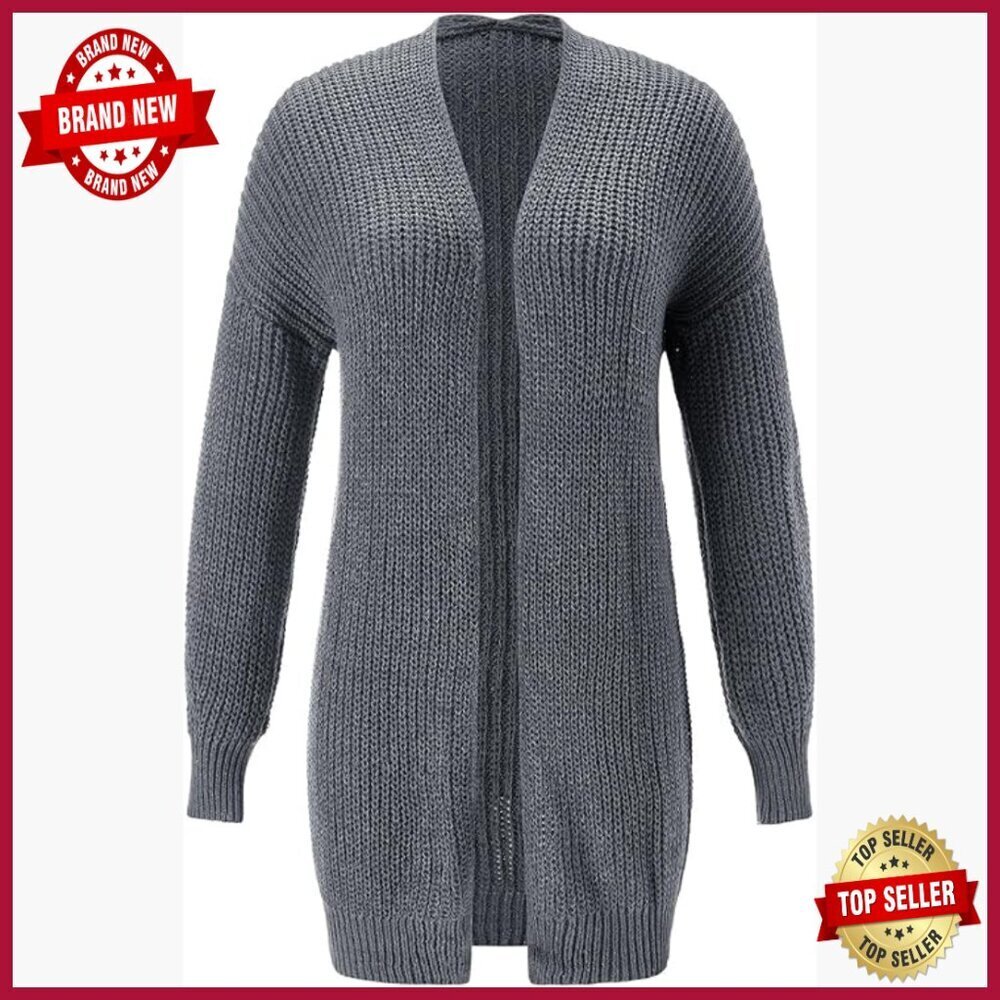 Open Front Rib-Knit Cardigan Sweater Long Sleeve Casual Office Wear